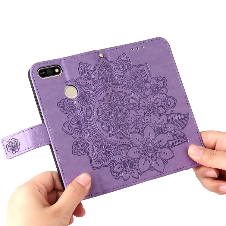 For Tecno Pop 2 F 7-petal Flowers Embossing Pattern Horizontal Flip PU Leather Case with Holder & Card Slots & Wallet & Photo Frame