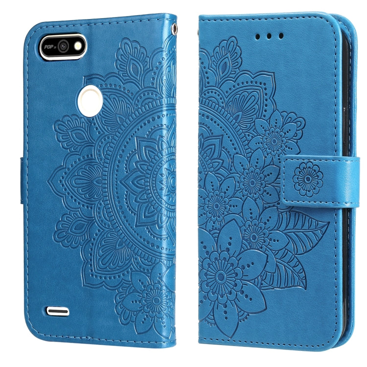 For Tecno Pop 2 F 7-petal Flowers Embossing Pattern Horizontal Flip PU Leather Case with Holder & Card Slots & Wallet & Photo Frame