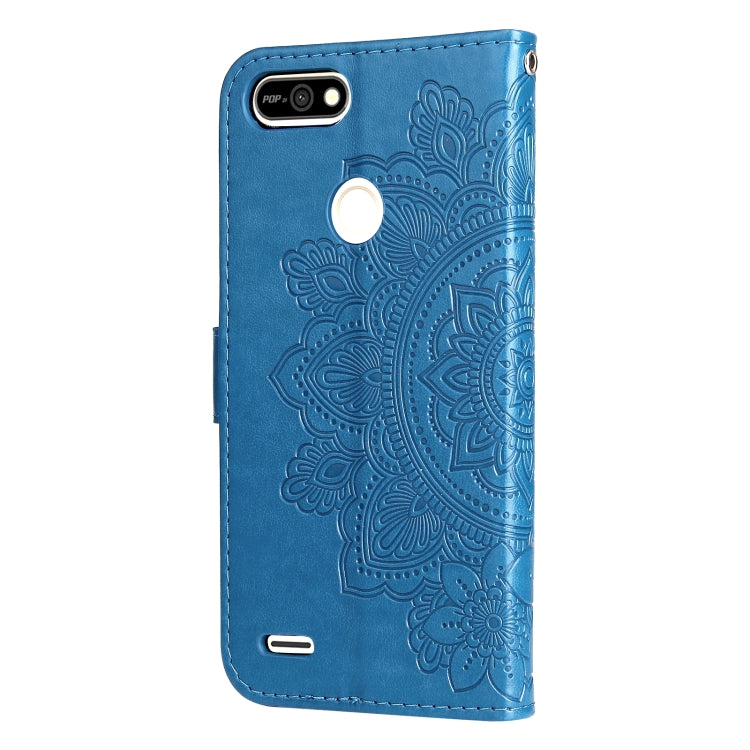 For Tecno Pop 2 F 7-petal Flowers Embossing Pattern Horizontal Flip PU Leather Case with Holder & Card Slots & Wallet & Photo Frame