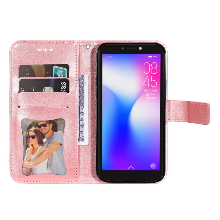 For Tecno Pop 2 F 7-petal Flowers Embossing Pattern Horizontal Flip PU Leather Case with Holder & Card Slots & Wallet & Photo Frame