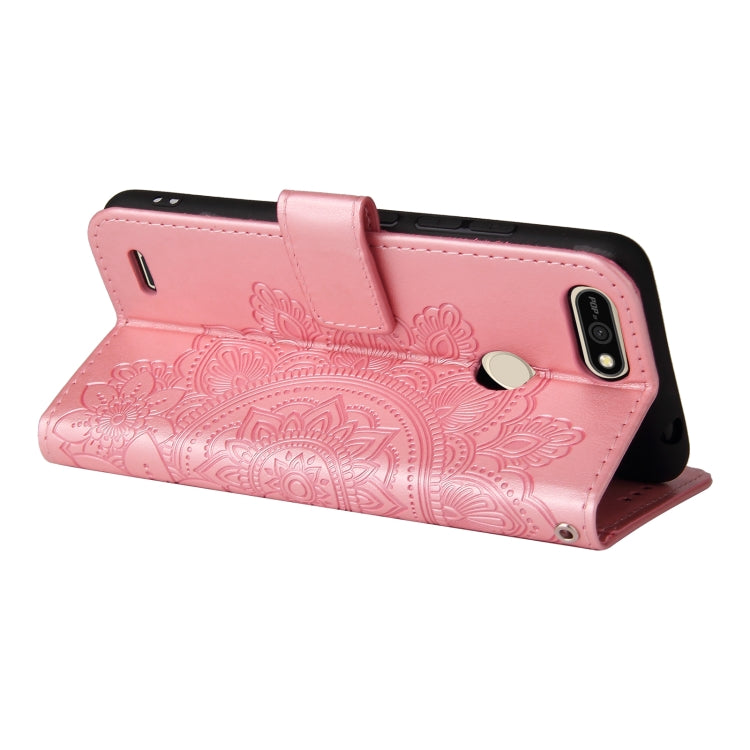 For Tecno Pop 2 F 7-petal Flowers Embossing Pattern Horizontal Flip PU Leather Case with Holder & Card Slots & Wallet & Photo Frame
