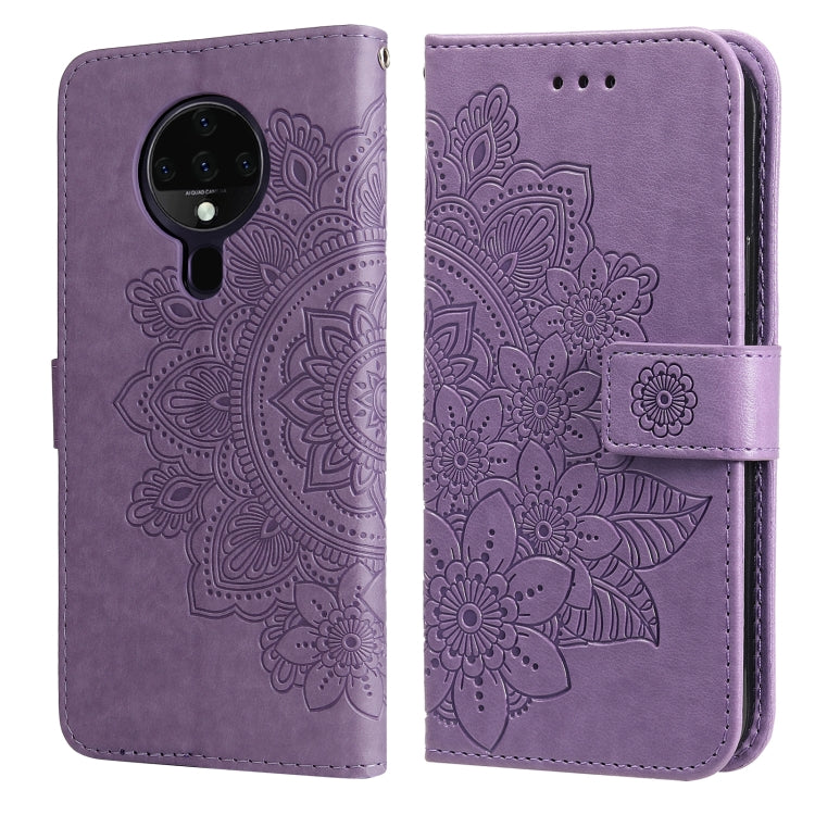 For Tecno Spark 6 7-petal Flowers Embossing Pattern Horizontal Flip PU Leather Case with Holder & Card Slots & Wallet & Photo Frame