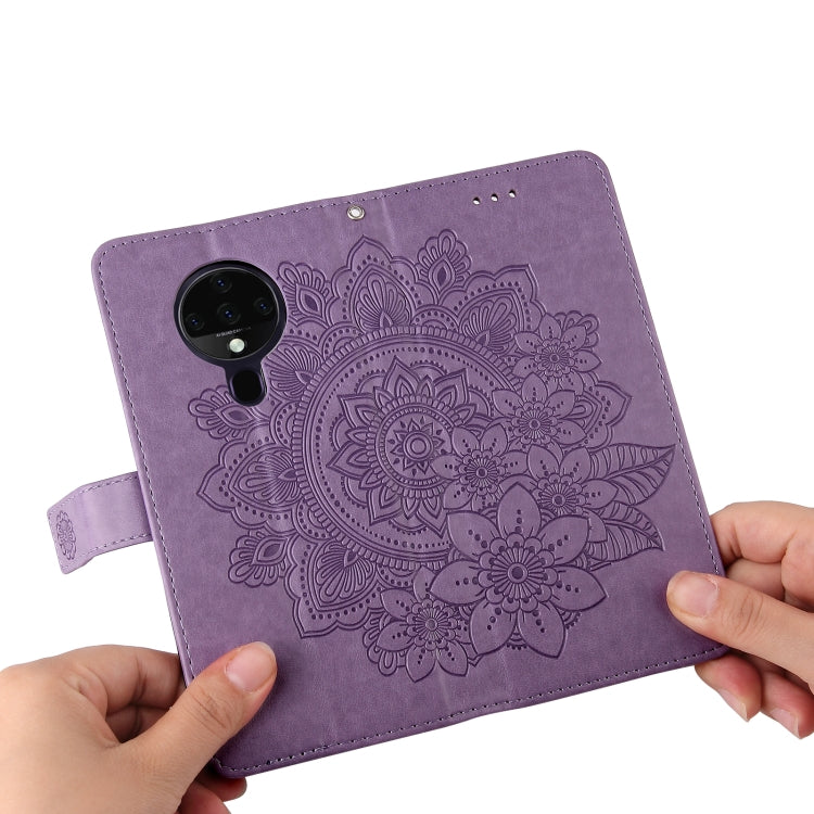 For Tecno Spark 6 7-petal Flowers Embossing Pattern Horizontal Flip PU Leather Case with Holder & Card Slots & Wallet & Photo Frame