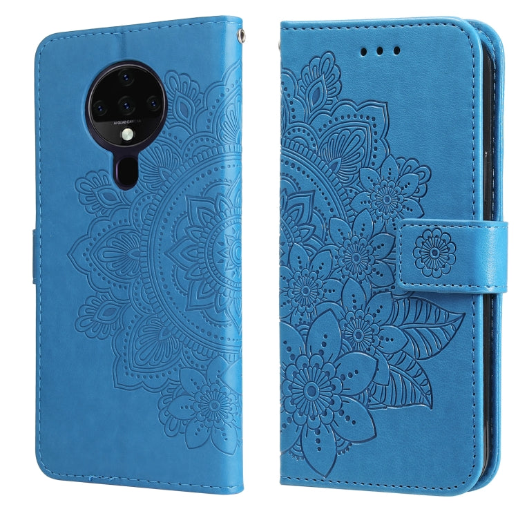 For Tecno Spark 6 7-petal Flowers Embossing Pattern Horizontal Flip PU Leather Case with Holder & Card Slots & Wallet & Photo Frame