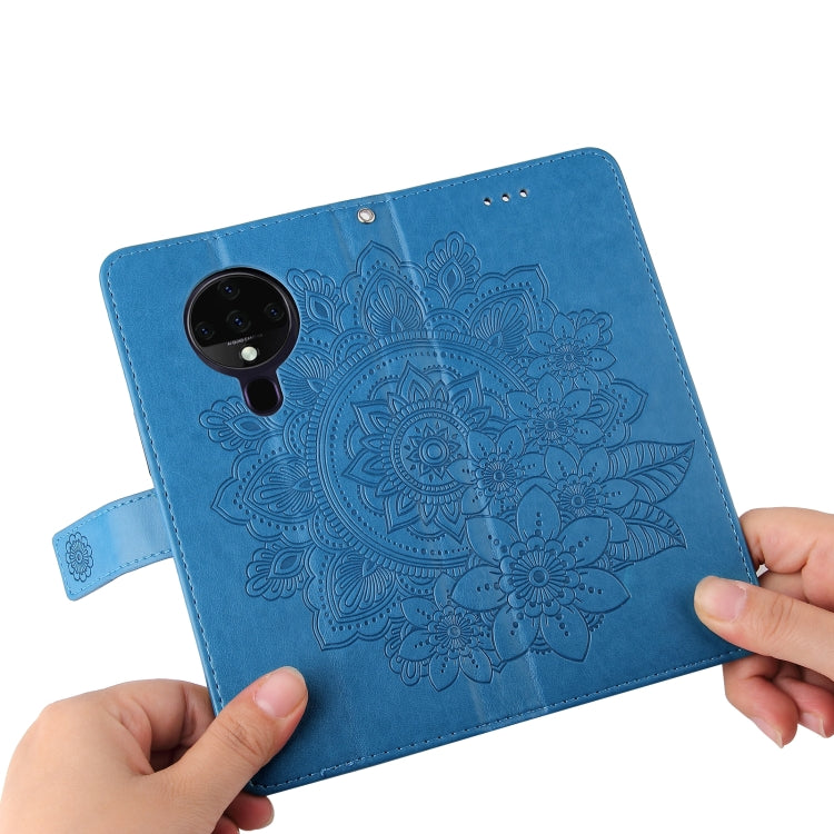 For Tecno Spark 6 7-petal Flowers Embossing Pattern Horizontal Flip PU Leather Case with Holder & Card Slots & Wallet & Photo Frame