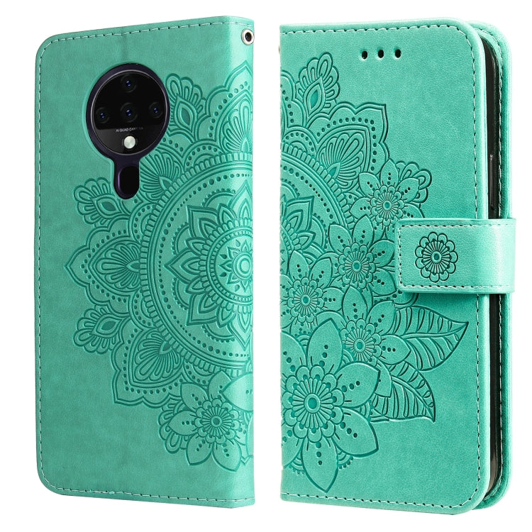 For Tecno Spark 6 7-petal Flowers Embossing Pattern Horizontal Flip PU Leather Case with Holder & Card Slots & Wallet & Photo Frame