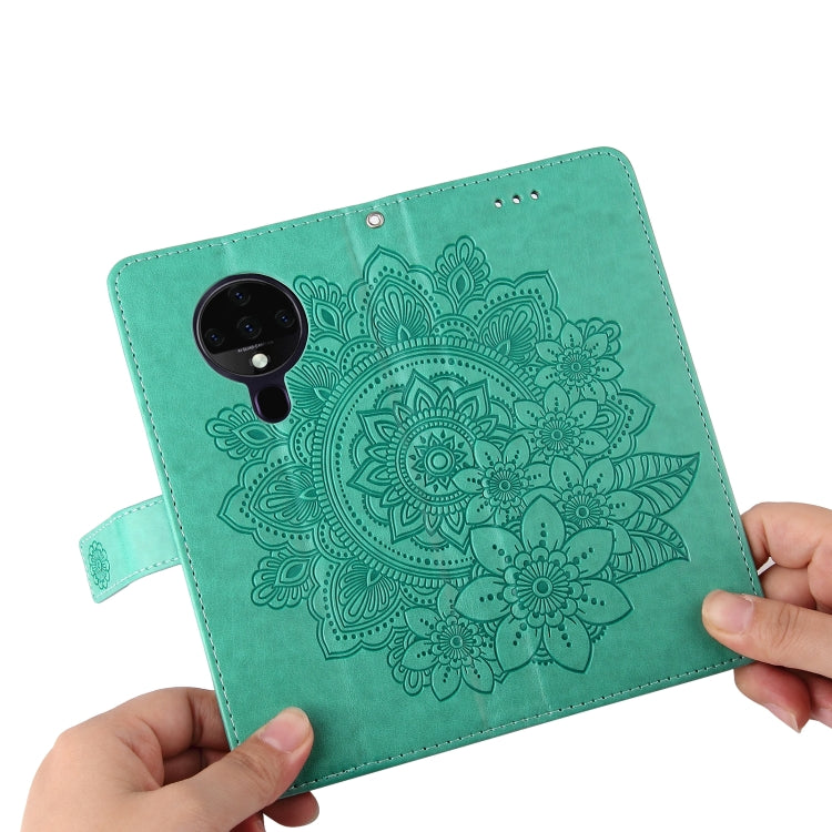 For Tecno Spark 6 7-petal Flowers Embossing Pattern Horizontal Flip PU Leather Case with Holder & Card Slots & Wallet & Photo Frame