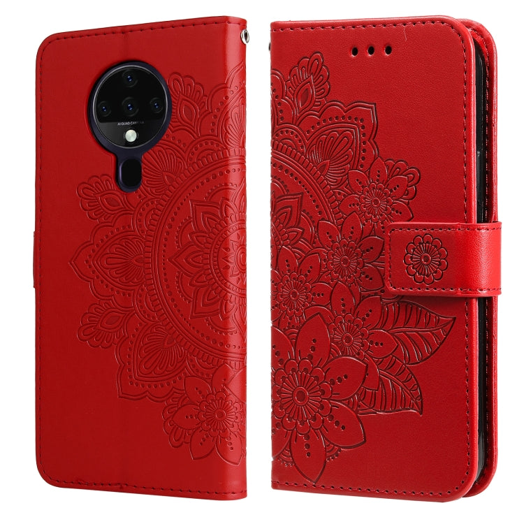 For Tecno Spark 6 7-petal Flowers Embossing Pattern Horizontal Flip PU Leather Case with Holder & Card Slots & Wallet & Photo Frame