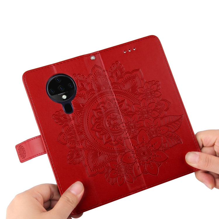 For Tecno Spark 6 7-petal Flowers Embossing Pattern Horizontal Flip PU Leather Case with Holder & Card Slots & Wallet & Photo Frame