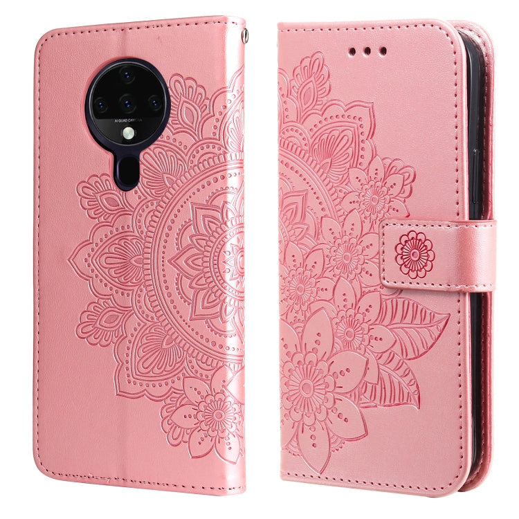 For Tecno Spark 6 7-petal Flowers Embossing Pattern Horizontal Flip PU Leather Case with Holder & Card Slots & Wallet & Photo Frame