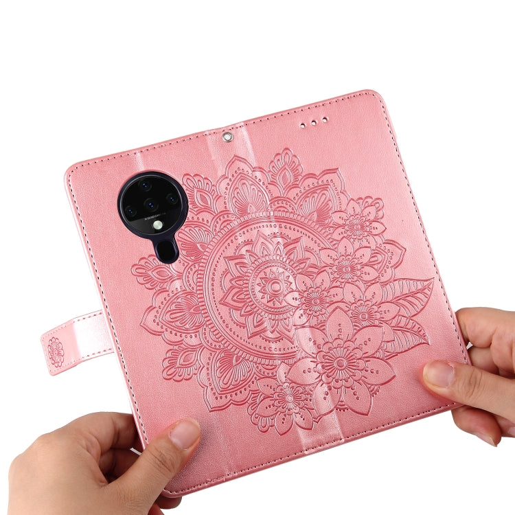 For Tecno Spark 6 7-petal Flowers Embossing Pattern Horizontal Flip PU Leather Case with Holder & Card Slots & Wallet & Photo Frame