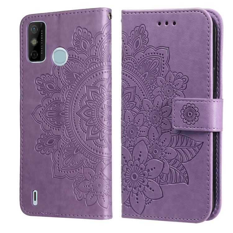 For Tecno Spark 6 Go 7-petal Flowers Embossing Pattern Horizontal Flip PU Leather Case with Holder & Card Slots & Wallet & Photo Frame