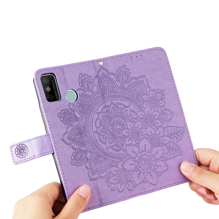For Tecno Spark 6 Go 7-petal Flowers Embossing Pattern Horizontal Flip PU Leather Case with Holder & Card Slots & Wallet & Photo Frame