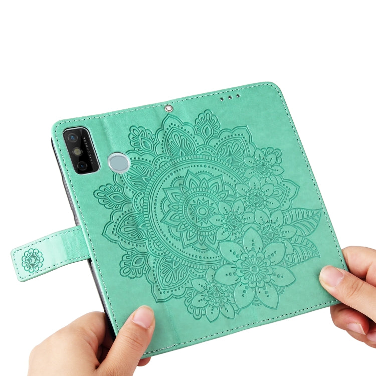 For Tecno Spark 6 Go 7-petal Flowers Embossing Pattern Horizontal Flip PU Leather Case with Holder & Card Slots & Wallet & Photo Frame