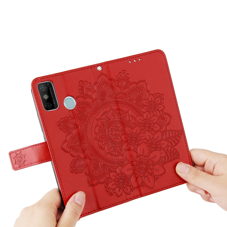 For Tecno Spark 6 Go 7-petal Flowers Embossing Pattern Horizontal Flip PU Leather Case with Holder & Card Slots & Wallet & Photo Frame