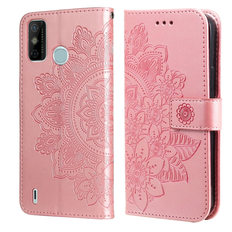 For Tecno Spark 6 Go 7-petal Flowers Embossing Pattern Horizontal Flip PU Leather Case with Holder & Card Slots & Wallet & Photo Frame
