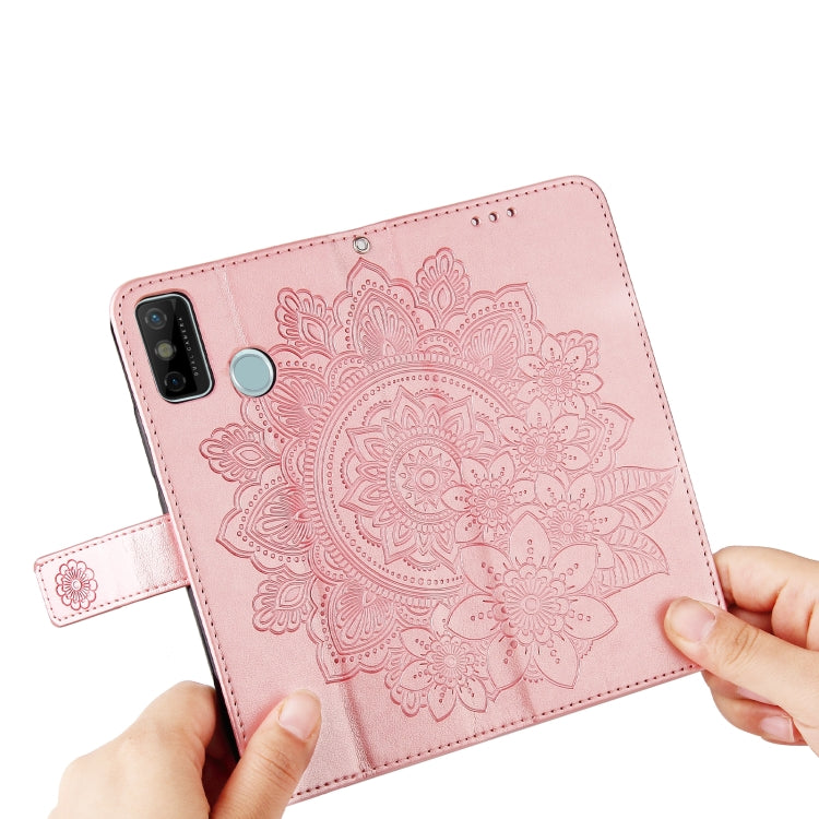 For Tecno Spark 6 Go 7-petal Flowers Embossing Pattern Horizontal Flip PU Leather Case with Holder & Card Slots & Wallet & Photo Frame