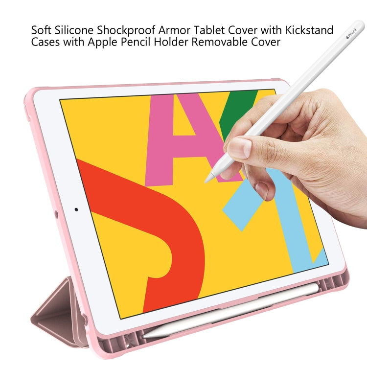 For iPad 10.2 2021 / 2020 / 2019 Shockproof Horizontal Flip TPU + PU Leather Case with 3-folding Holder & Pen Slot