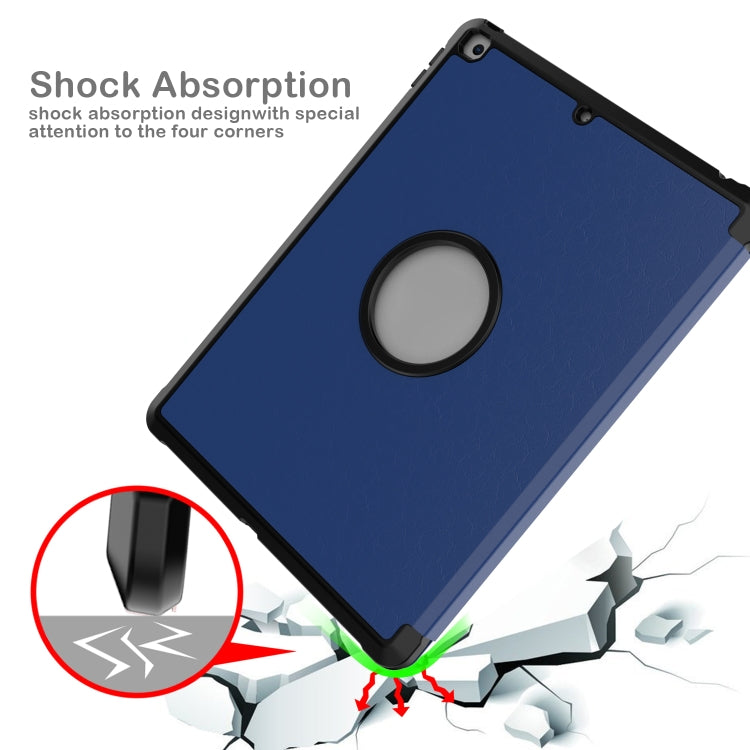 For iPad 10.2 2021 / 2020 / 2019 Shockproof Horizontal Flip TPU + PU Leather Case with 3-folding Holder & Pen Slot