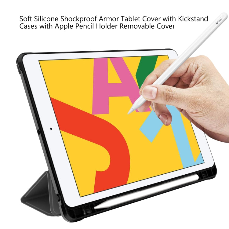 For iPad 10.2 2021 / 2020 / 2019 Shockproof Horizontal Flip TPU + PU Leather Case with 3-folding Holder & Pen Slot