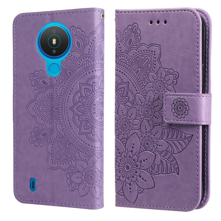 For Nokia 1.4 7-petal Flowers Embossing Pattern Horizontal Flip PU Leather Case with Holder & Card Slots & Wallet & Photo Frame