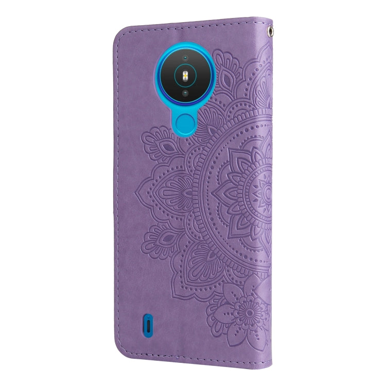 For Nokia 1.4 7-petal Flowers Embossing Pattern Horizontal Flip PU Leather Case with Holder & Card Slots & Wallet & Photo Frame