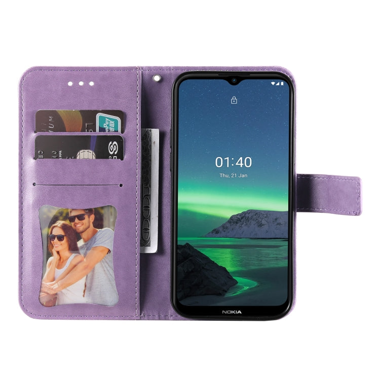 For Nokia 1.4 7-petal Flowers Embossing Pattern Horizontal Flip PU Leather Case with Holder & Card Slots & Wallet & Photo Frame