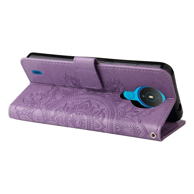 For Nokia 1.4 7-petal Flowers Embossing Pattern Horizontal Flip PU Leather Case with Holder & Card Slots & Wallet & Photo Frame