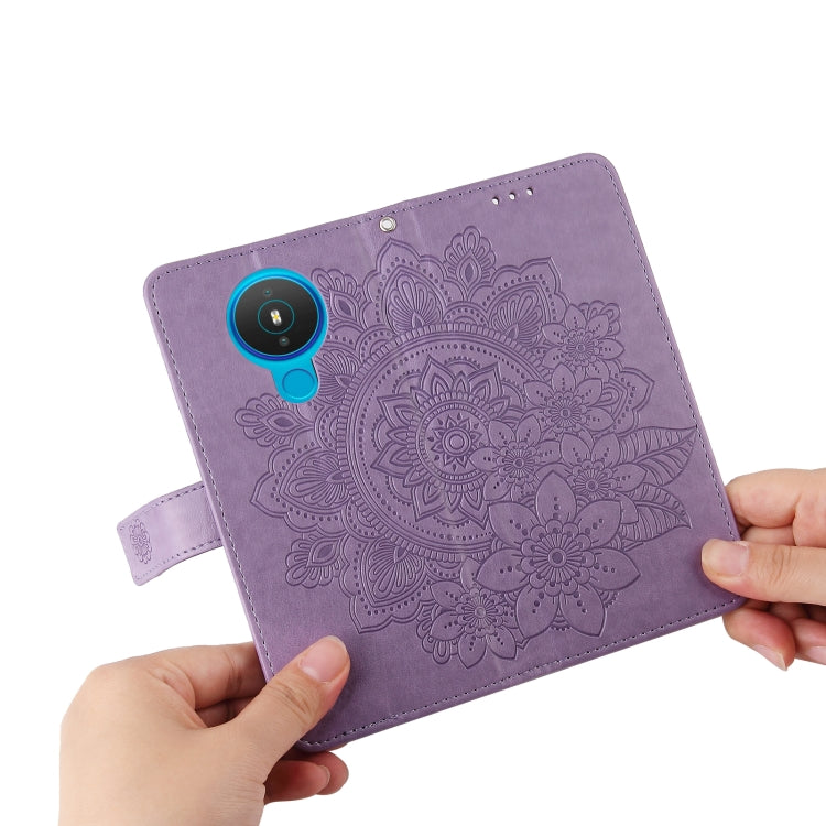 For Nokia 1.4 7-petal Flowers Embossing Pattern Horizontal Flip PU Leather Case with Holder & Card Slots & Wallet & Photo Frame