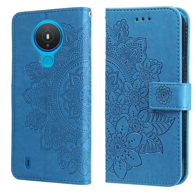 For Nokia 1.4 7-petal Flowers Embossing Pattern Horizontal Flip PU Leather Case with Holder & Card Slots & Wallet & Photo Frame