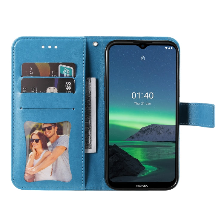 For Nokia 1.4 7-petal Flowers Embossing Pattern Horizontal Flip PU Leather Case with Holder & Card Slots & Wallet & Photo Frame