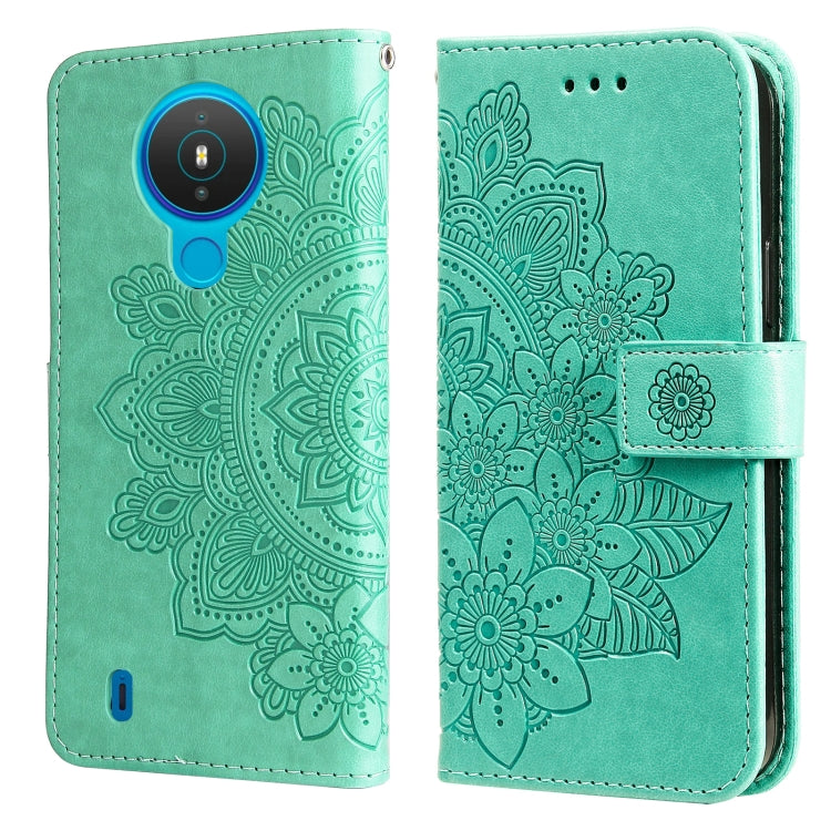 For Nokia 1.4 7-petal Flowers Embossing Pattern Horizontal Flip PU Leather Case with Holder & Card Slots & Wallet & Photo Frame