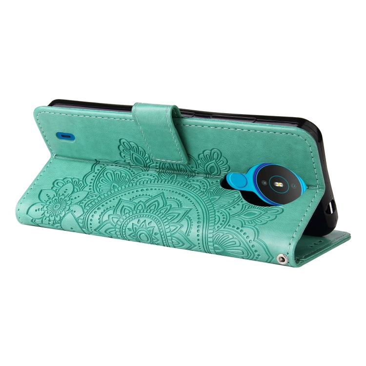 For Nokia 1.4 7-petal Flowers Embossing Pattern Horizontal Flip PU Leather Case with Holder & Card Slots & Wallet & Photo Frame