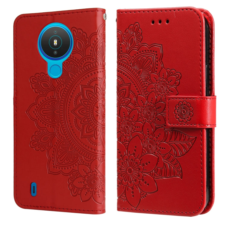 For Nokia 1.4 7-petal Flowers Embossing Pattern Horizontal Flip PU Leather Case with Holder & Card Slots & Wallet & Photo Frame