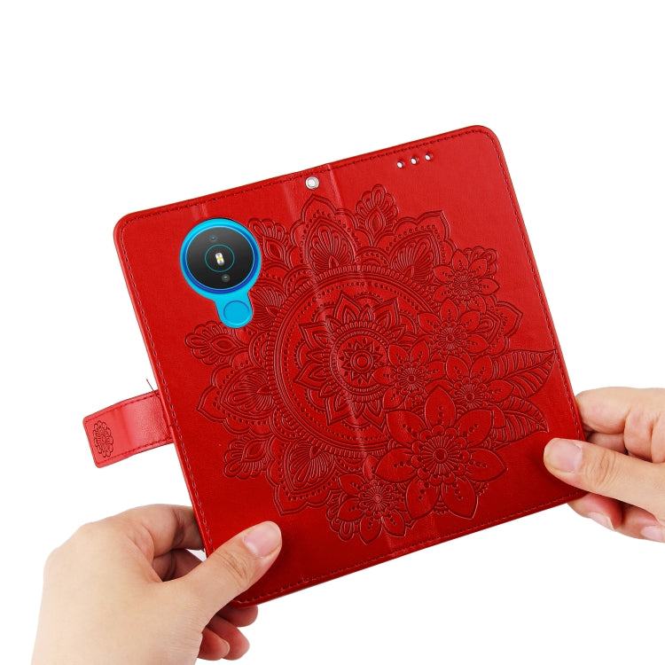 For Nokia 1.4 7-petal Flowers Embossing Pattern Horizontal Flip PU Leather Case with Holder & Card Slots & Wallet & Photo Frame