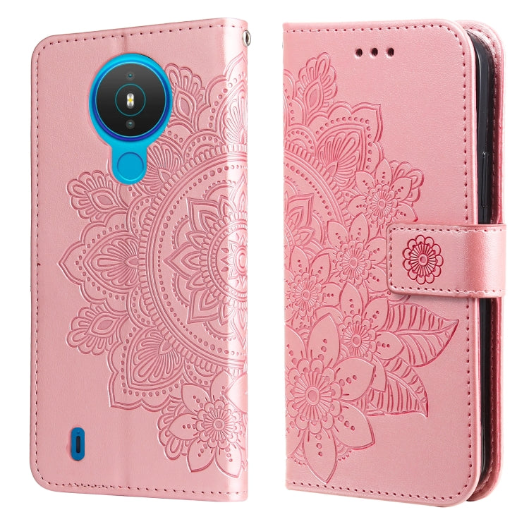 For Nokia 1.4 7-petal Flowers Embossing Pattern Horizontal Flip PU Leather Case with Holder & Card Slots & Wallet & Photo Frame