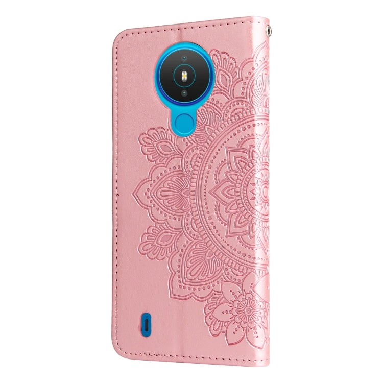 For Nokia 1.4 7-petal Flowers Embossing Pattern Horizontal Flip PU Leather Case with Holder & Card Slots & Wallet & Photo Frame