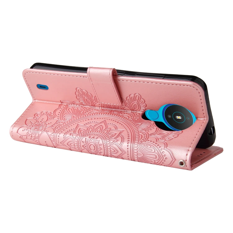 For Nokia 1.4 7-petal Flowers Embossing Pattern Horizontal Flip PU Leather Case with Holder & Card Slots & Wallet & Photo Frame