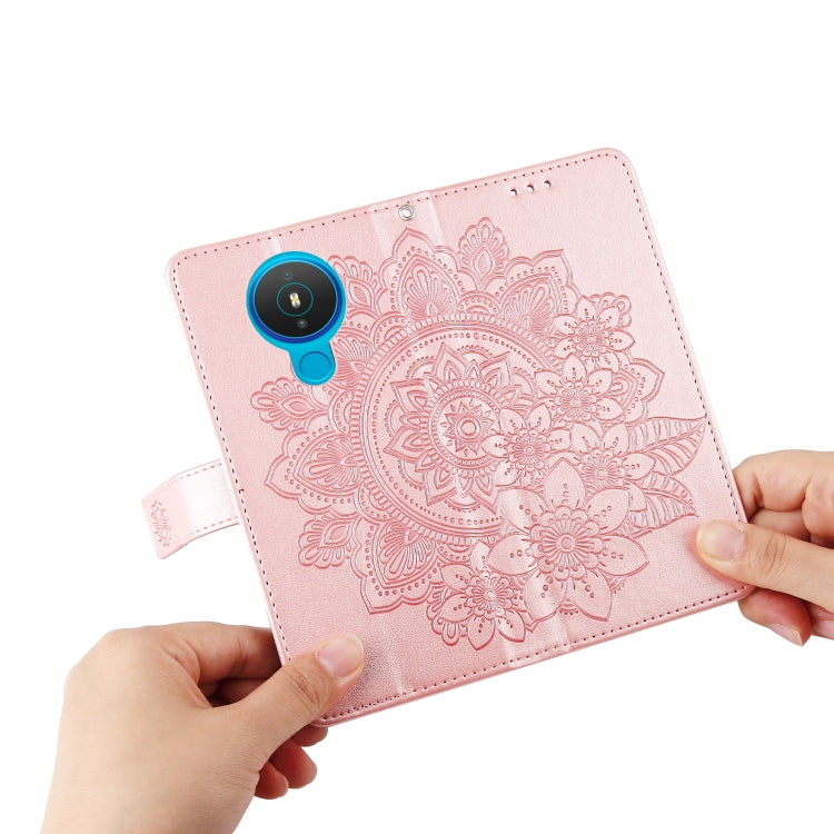 For Nokia 1.4 7-petal Flowers Embossing Pattern Horizontal Flip PU Leather Case with Holder & Card Slots & Wallet & Photo Frame