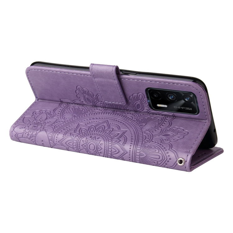 For OPPO Realme GT Master / Realme Q3 Pro 7-petal Flowers Embossing Pattern Horizontal Flip PU Leather Case with Holder & Card Slots & Wallet & Photo Frame