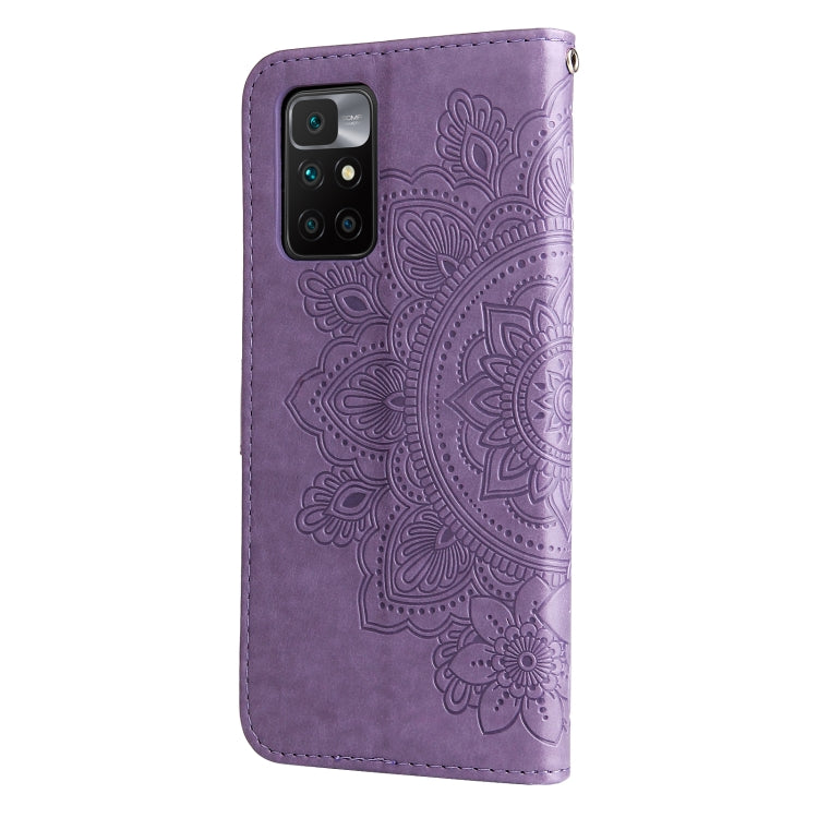 For Xiaomi Redmi 10 7-petal Flowers Embossing Pattern Horizontal Flip PU Leather Case with Holder & Card Slots & Wallet & Photo Frame