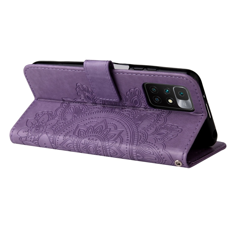 For Xiaomi Redmi 10 7-petal Flowers Embossing Pattern Horizontal Flip PU Leather Case with Holder & Card Slots & Wallet & Photo Frame