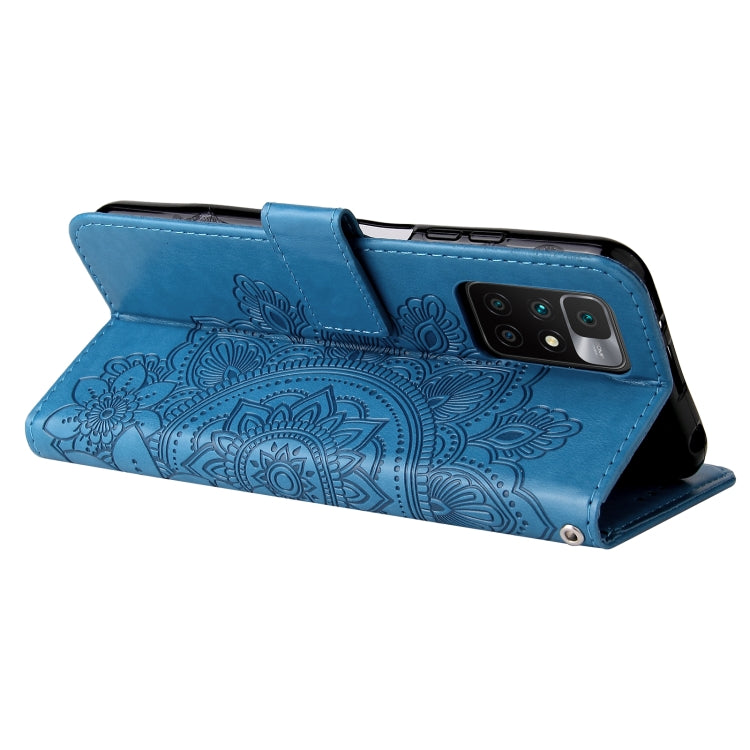 For Xiaomi Redmi 10 7-petal Flowers Embossing Pattern Horizontal Flip PU Leather Case with Holder & Card Slots & Wallet & Photo Frame