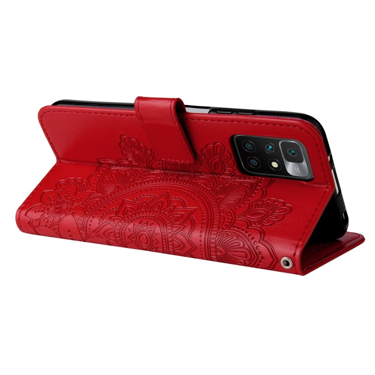 For Xiaomi Redmi 10 7-petal Flowers Embossing Pattern Horizontal Flip PU Leather Case with Holder & Card Slots & Wallet & Photo Frame