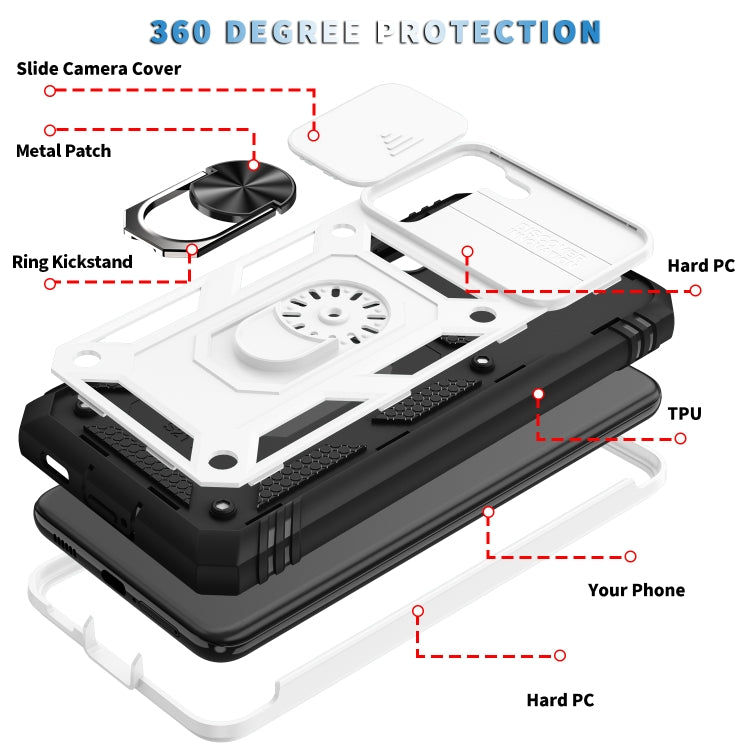 For Samsung Galaxy S21+ 5G Sliding Camera Cover Design TPU + PC Protective Case with 360 Degree Rotating Holder & Card Slot