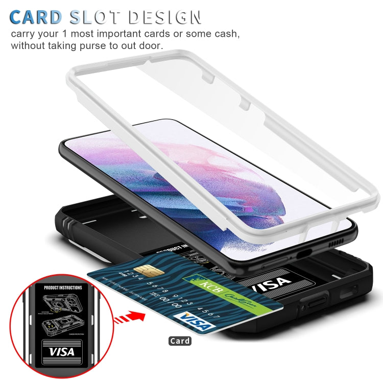 For Samsung Galaxy S21+ 5G Sliding Camera Cover Design TPU + PC Protective Case with 360 Degree Rotating Holder & Card Slot