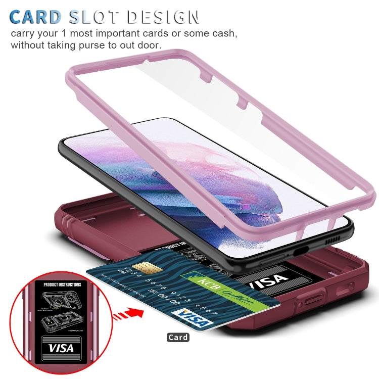 For Samsung Galaxy S21+ 5G Sliding Camera Cover Design TPU + PC Protective Case with 360 Degree Rotating Holder & Card Slot