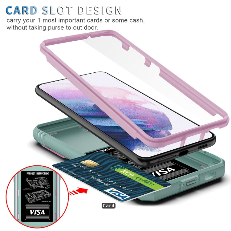 For Samsung Galaxy S21+ 5G Sliding Camera Cover Design TPU + PC Protective Case with 360 Degree Rotating Holder & Card Slot