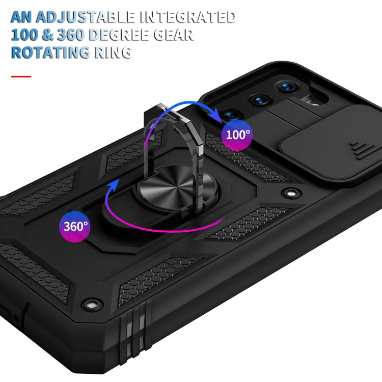 For Samsung Galaxy S21+ 5G Sliding Camera Cover Design TPU + PC Protective Case with 360 Degree Rotating Holder & Card Slot