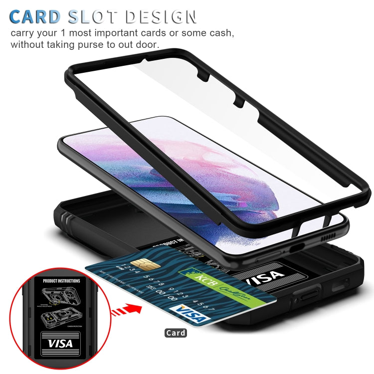 For Samsung Galaxy S21+ 5G Sliding Camera Cover Design TPU + PC Protective Case with 360 Degree Rotating Holder & Card Slot